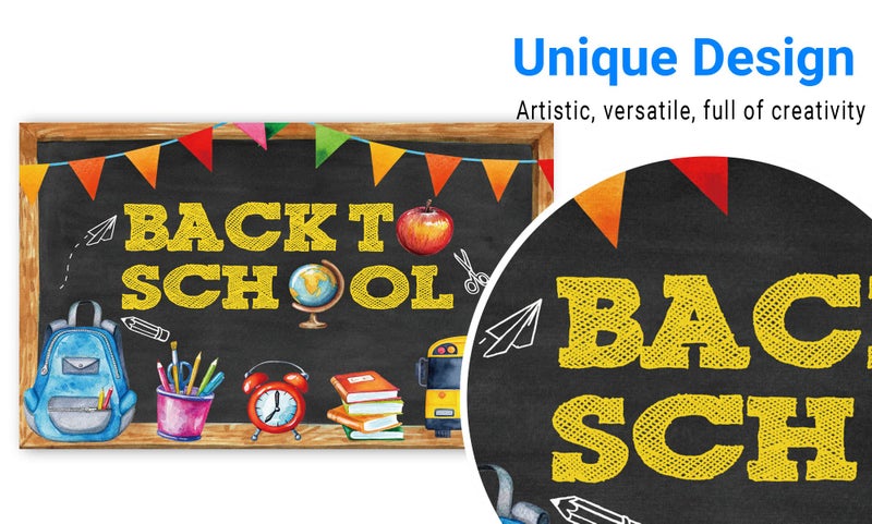 Funnytree Back to School Photography Backdrop Blackboard for Kids Party Banner School Bus Pencil Chalkboard Learning Photo Backgrond Photocall Prop Photo Booth - Image 3